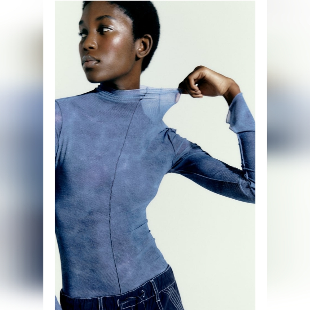 Zara Blue Long Sleeve Top